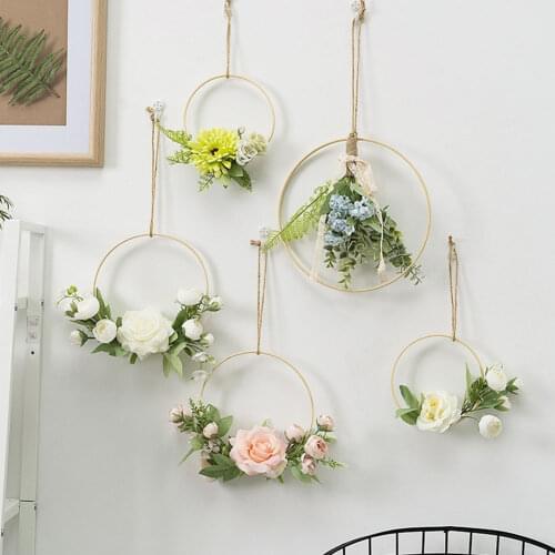5Pcs Macrame Bamboo Hoop Home Decor Wooden Circle Round Catcher DIY Ring For Flower Wreath House Garden Plant Decor Hanging