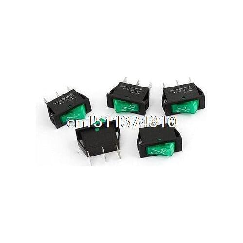 5Pcs Green Neon Light ON/OFF Snap in Rocker Switch 30A DC 12V for Car A/C