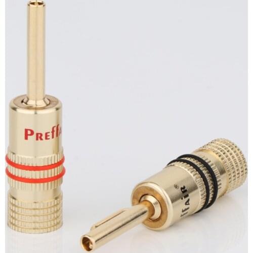 8Pcs Preffair BA1469 4mm Closed Screw 24K Gold Plated Banana Speaker Plug Connectors for Speaker Wire, Wall Plate