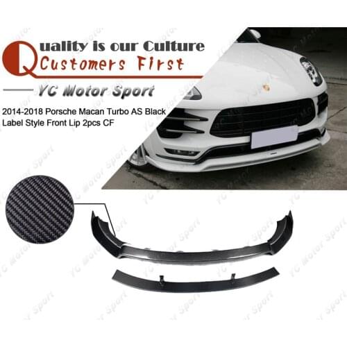 Car Accessories Carbon Fiber AS Black Label Style Front Lip 2pcs Fit For 2014-2018 Macan Turbo Front Bumper Lower Splitter Lip