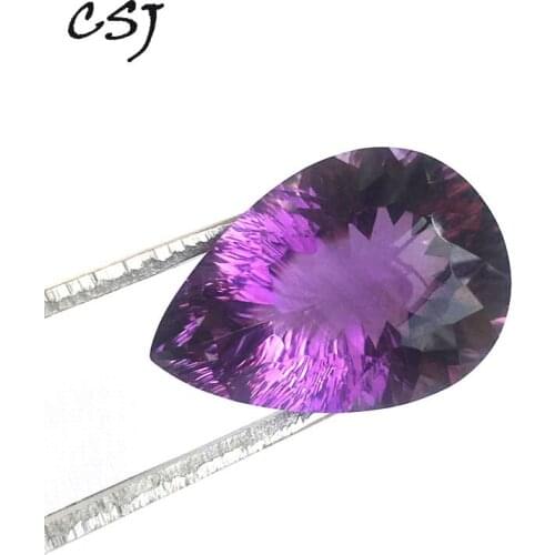 CSJ Real Natural Amethyst Loose Gemstone Pear Brilliant Concave Cut For Diy Fine Jewelry 925 Silver Gold Mounting Ring