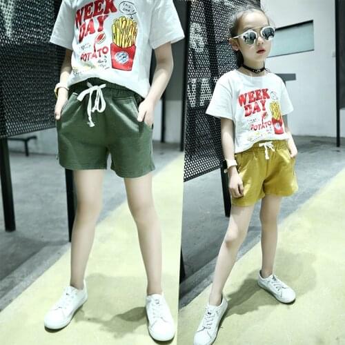 4-14 Years Old Children Fashion Hot Shorts For Big Girls Summer Clothes New Elastic Wash 100% Cotton Shorts Baby Casual Pants