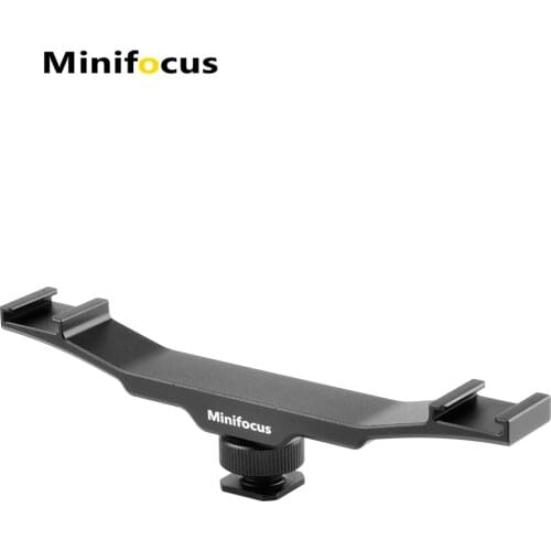 Cold Shoe Extension Dual Bracket 2 Hot Shoe Mounts Bar 1/4" Thread Holes for iPhone DSLR Camera Flash LED Video Light Microphone