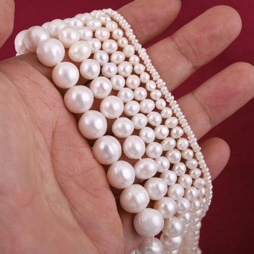 5A Quality 100% Real Natural Freshwater Cultured White Pearls Vertical Perforated Loose Beads for Jewelry DIY Bracelet Necklace