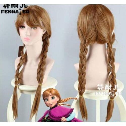 Movies Frozen Snow Queen Anna Brown Cosplay Party Costume Wig