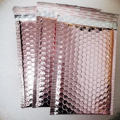 25pcs 15x13cm/15x20+4cm Rose Gold Bubble Bag Extra-Thick Poly Padded Envelope Multifunctional Mailer for Gift Package