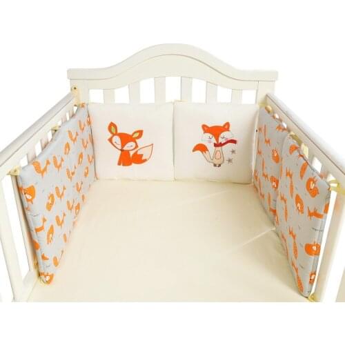 Little Fox Cotton Cartoon 6Pcs/Set Baby Bed Bumper Collision Bed Wai Childrens Room Decoration Birthday Present