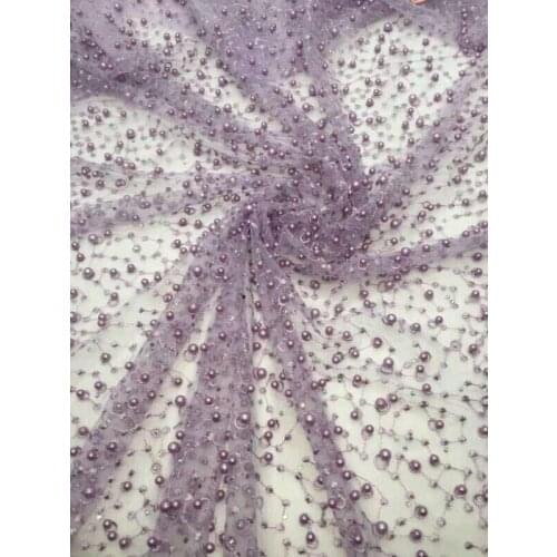 Fashionable tulle embroidery french net lace fabricZH-22515 with beads for party dress