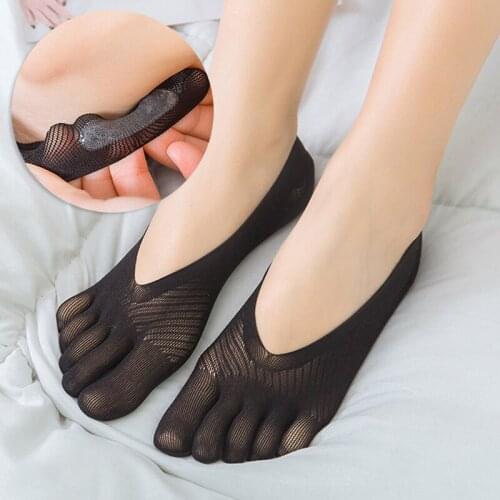 Fashion Thin Summer Girls Women Invisible Socks Solid Five Fingers Low Cut Breathable Sweat Transparent Five Toe Socks Sokken