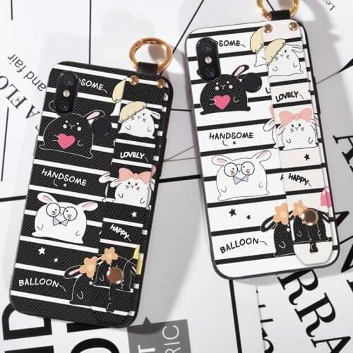 Fashion Wristband case For Xiaomi Mi Max 2 3 Pro Cute Rabbit Back Cover For Xiaomi Mi Play Mi Note 3 Pocophone F1 Cases Funda