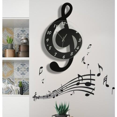 Music Wall Clock Modern Design Wall Watches Home Decor Creative Living Room Decoration Mute Clock Mechanism Wooden Backplane