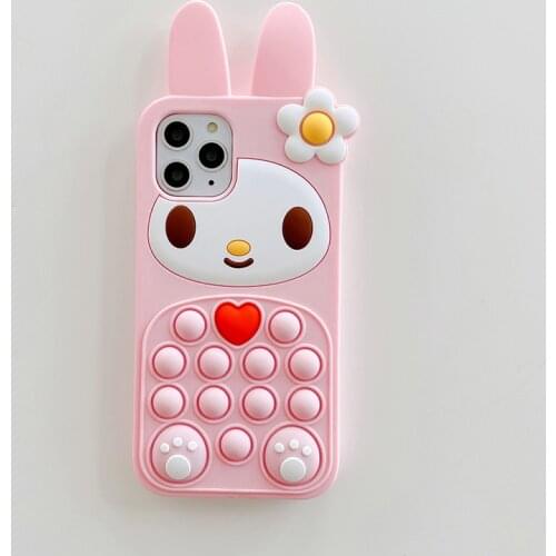 Cute Cartoon Bubble Rabbit Case for iPhone 12 11 Pro X XR XS Max 6 6s 7 8 Plus SE 2020 mini Lovely Flower Soft Silicone Cover