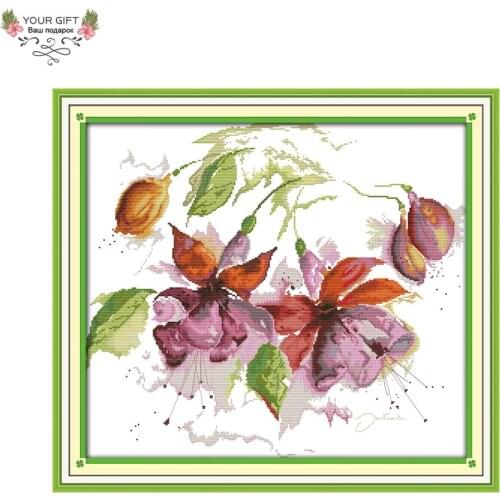 Joy Sunday Flowers Home Decoration H473 14CT 11CT Stamped Counted Gorgeous Lily Embroidery Cross Stitch Kit