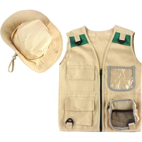 Outdoor Explorer Set Kid Khaki Cargo Vest and Hat Set for Paleontologist