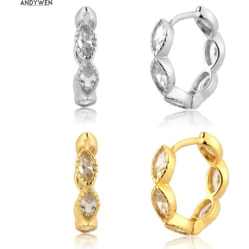 ANDYWEN 925 Sterling Silver Oval Clear Zircon Hoop Circle Round Piercing Pendiente Luxury CZ 2020 Rock Punk Jewelry For European