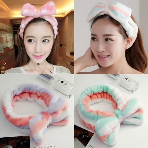 Cute Coral Fleece Soft Bow Headbands For Women Girls Fashion Bath Hair Holder Hairbands Hair Bands Headwear Hair Accessories