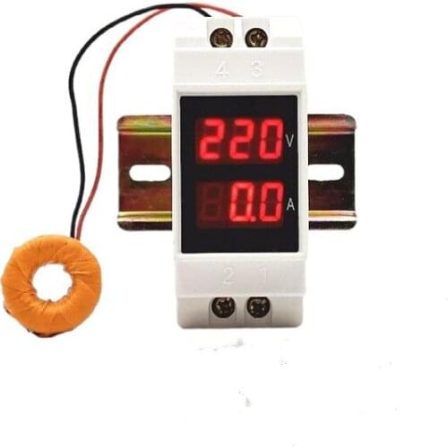 Rail mounted double row display single three phase AC current and voltage combination meter digital instrument 220v380v100a