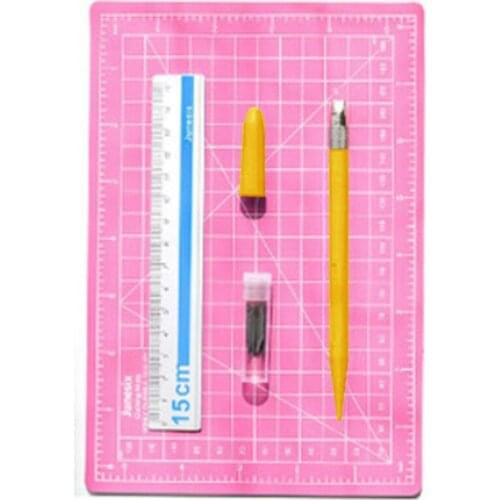 Hand Account Pen Sharpener A5 Cutting Pad Set, Engraving Pen Sharpener, Aluminum Ruler Cutting Board Three-Piece Set