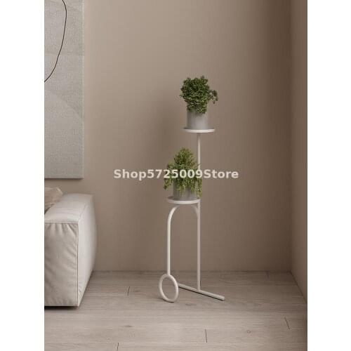 Nordic small space multi-layer living room flower shelf rack balcony simple and modern floor-standing green iron flower shelf