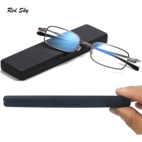 Foldable Reading Glasses Men Women Portable Slingshots Magnifying Eyeglasses With Case Prescripition Presbyopia Metal Spectacles