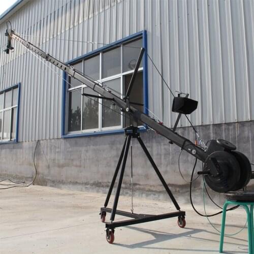 Jib crane 6m 2-axis Octagon pan tilt head portable camera crane dslr with dolly and monitor Factory supply