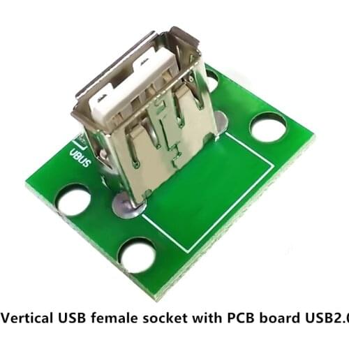 Vertical USB female socket with PCB board USB2.0 female socket has been welded, data cable transfer USBfemale connector A female