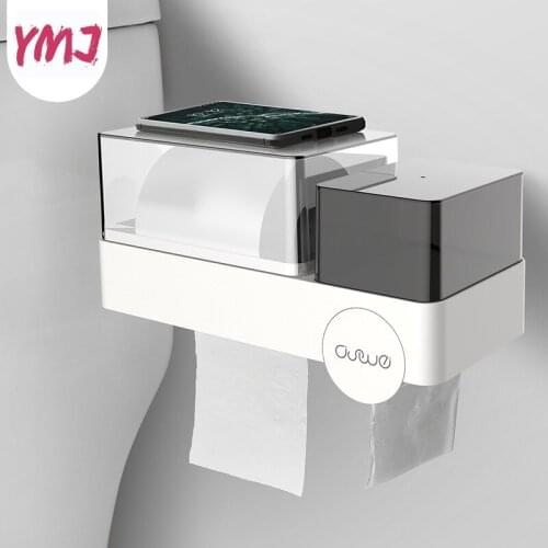 Waterproof Wall Mount Toilet Paper Holder Toilet Paper Tray Roll Paper Tissue Shelf Sanitary Cotton Box Garbage Bag Storage Box
