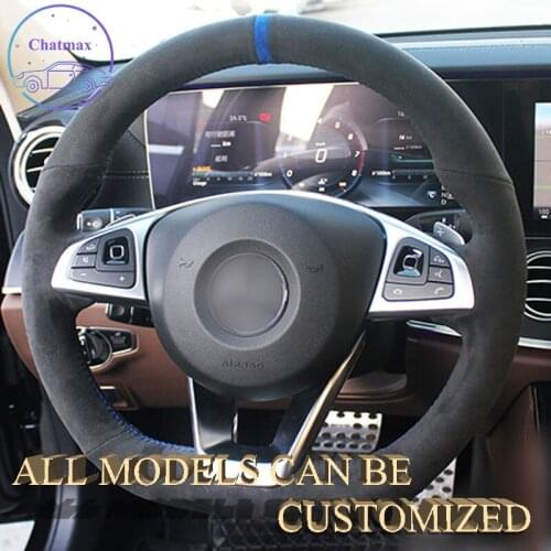 Embroidery Alcantara Car Steering Wheel Cover For Mercedes-Benz C200 C250 C300 Sport CLA220 B250 B260 A200 Hand Sewing Customize