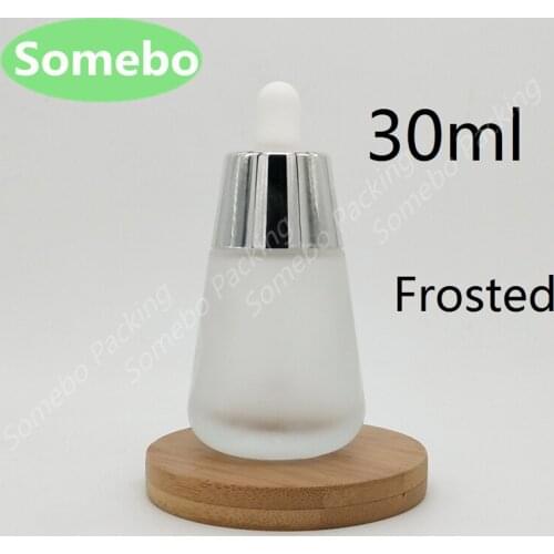 High Quality 5Pcs/lot 30ml Frosted Glass Dropper Bottle 30cc Glass Cone Bottle with Dropper Senior Perfume Bottle
