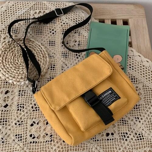 Women Canvas Bag Cute Messenger Bag Shopping Bag Handbag Zipper High Capacity Shoulder Bag Square Outdoor Bag Sac Main Femme