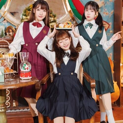 Womens Fashion Elegant Dress Multicolor Breast Care Skirt Orthodox Jk Uniform Vest Jumpsuit Temperament Student School Uniform