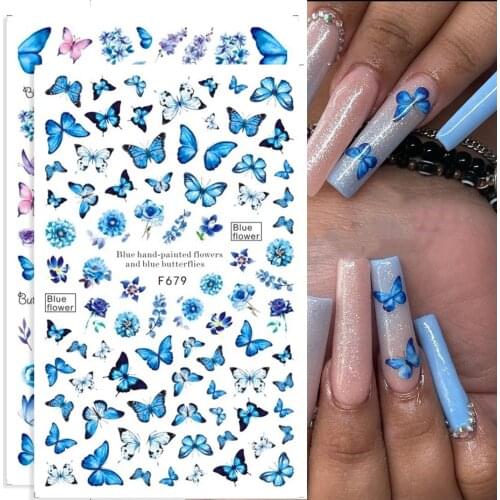 1pcs kawaii black butterfly nail stickers f555 fruit designer nail decals summer christmas Theme Flowers Nail Decoration tattoo
