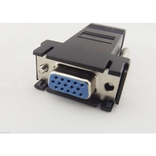 10pcs RJ45 To 15 Pin VGA Female Adapter f VGA Extend Over CAT5 CAT6 Network Cable