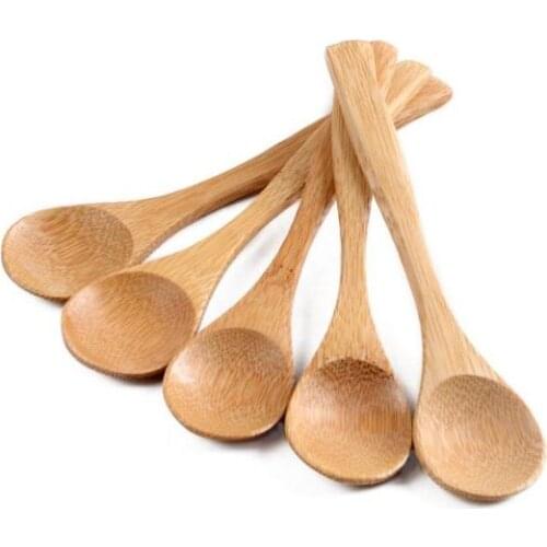 13cm Round Bamboo Wooden Spoon Soup Tea Coffee Honey spoon Spoon Stirrer Mixing Cooking Tools Catering Kitchen Utensil SN1572