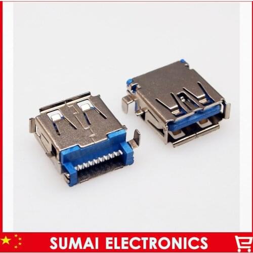 20Pcs USB3.0 Type A Female Socket SMT Sink Plate 3.0 USB Data Transmission Interface Socket