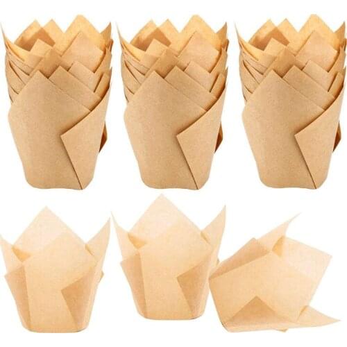 200 Pieces Tulip Cupcake Liner Baking Cups Paper Cupcake and Muffin Baking Cups for Weddings and Birthday
