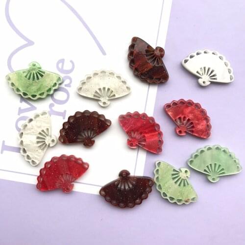 24*17mm mix10pcs Flat back resin Acrylic fan charms very cute keychain pendant earring pendant for DIY decoration