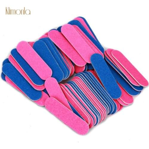 500Pcs Blue Pink Nail File 100/180 Wooden Mini Nail Buffers Emery Board Fingernail Polishing Manicure Pedicure Sanding Tools