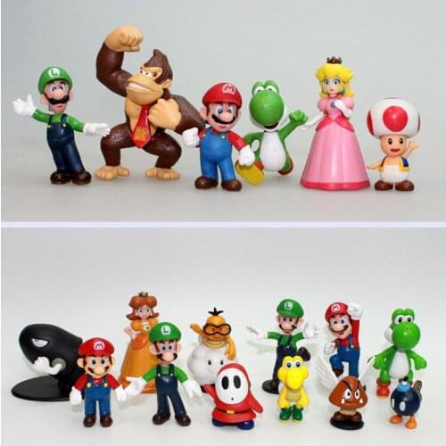 6Pcs SuperMario Yoshi Luigi Wario Peach Mushroom Bullet Dolls Action Figure Cappy Bowser Koopa Game Figure Toys Model 2.5Inch