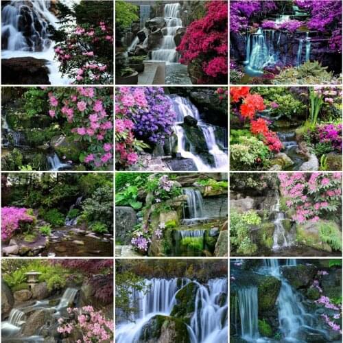 AZQSD Diamond Painting Waterfall Mountain Cross Stitch Full Drill Diamond Embroidery Landscape Mosaic Handmade Home Decoration