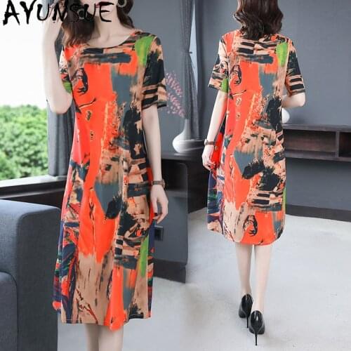 AYUNSUE Long Dresses for Women Summer 2021 Floral Vintage Dress Female Casual Dress Elegant Plus Size Vestido De Mujer Ycq3