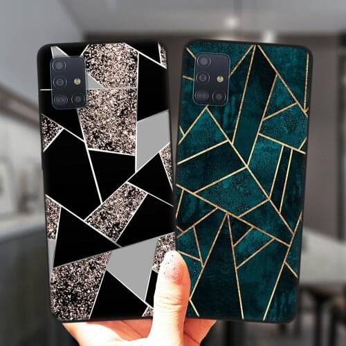 Marble Geometric Art Phone Case For Samsung Galaxy A51 A71 A50 A70 A21S A01 A10 A11 A20 A30 A31 A40 A41 Black Silicone Cover