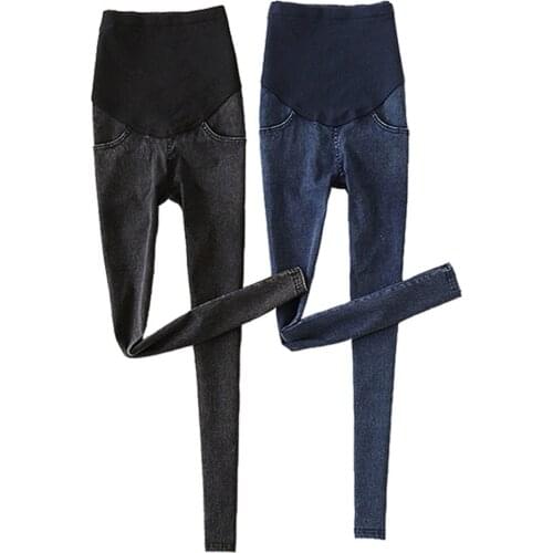 2021 Maternity Jeans Thin Black Maternity Legging Autumn Long Trousers Pants For Pregnant Women Gestante Pantalones Full Length