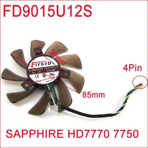 FD9015U12S 12V 0.55A 85mm 39x39x39mm For Sapphire HD7770 7750 Graphics Card Cooling Fan 4Pin