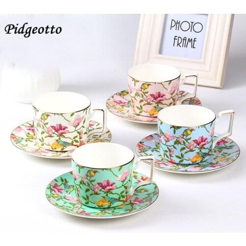 European Fine Bone China Coffee Cup Set Luxury Handmade Flower Ceramic Afternoon Teacup Exquisite Coffee Cup And Saucer Gift Box