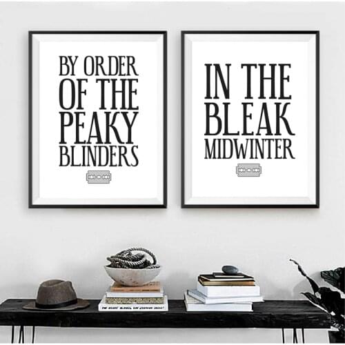 Peaky Blinders Quote Canvas Print Tommy Shelby Typography Poster Black White Modern Painting Wall Picture Bedroom Wall Art Decor