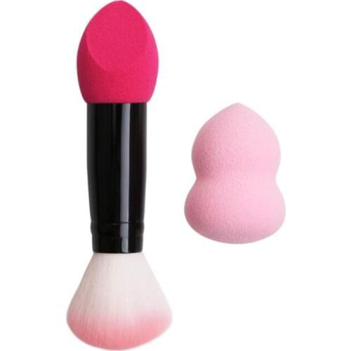 1 Set Professional Makeup Brush 2 Heads Blusher Brush Makeup Blender Beauty Sponge Cosmetic Puff Foundation Powder Make Up Tools