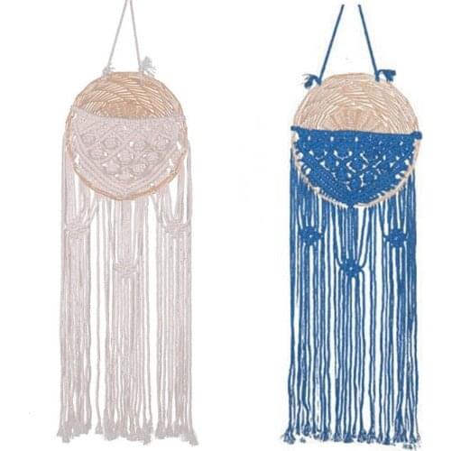 Round Flower Pot with Tapestry,Hand-Woven Macrame Wall Hanging,Art Woven Crafts for Room/Home Decoration