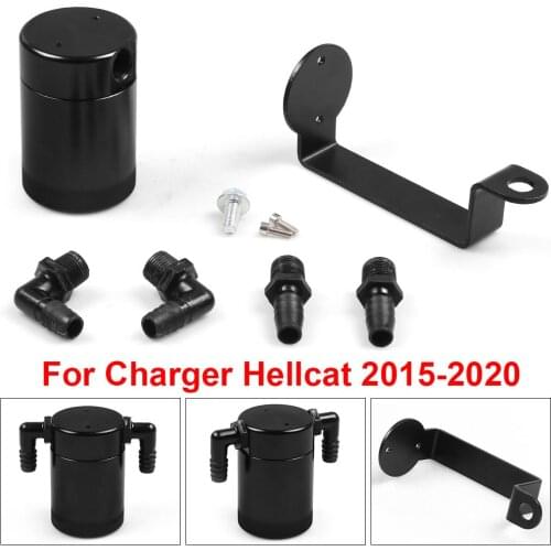 Racing Oil Catch Can Tank For For Dodge 2015-2020 Charger Hellcat Performance Oil Separator Passenger Side Black TT102146