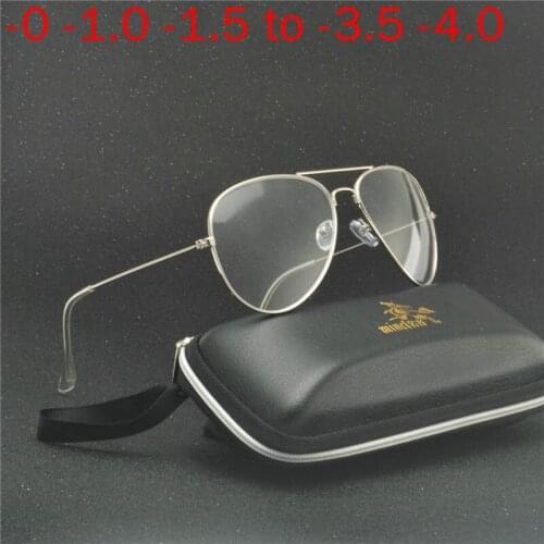 MINCL/ Prescription computer Anti-blue Finished Myopia Glasses Men Women Pilot Short-sight Eyewear -1.0 to.-4.0 with box NX